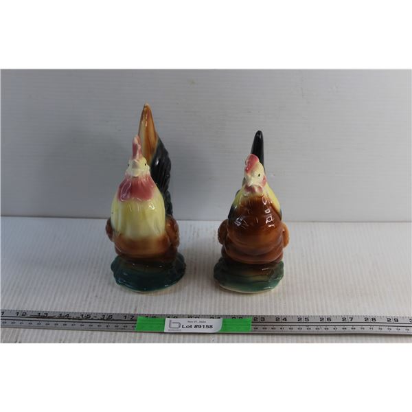 (2) Porcelain Rooster Decorations