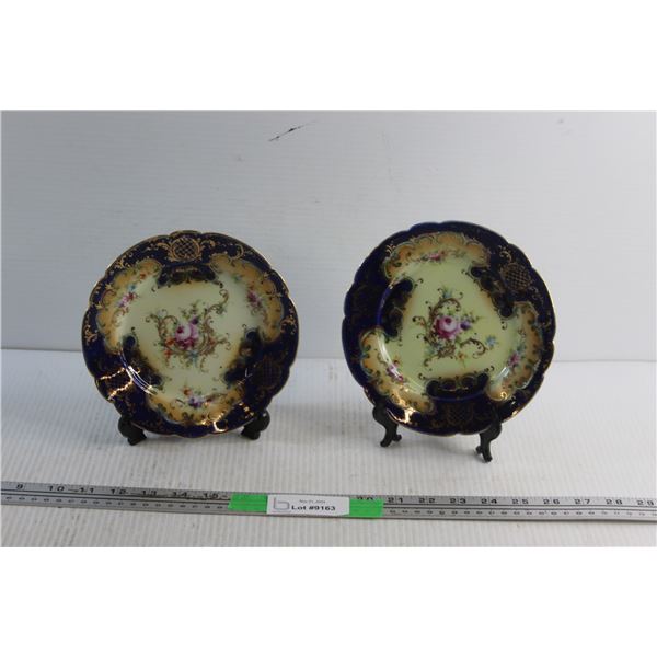 (2) Decorative Porcelain Hand Painted Nippon/China Plates with Stands
