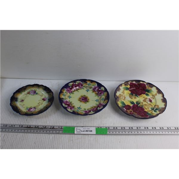 (3) Decorative Porcelain Hand Painted Nippon/China Plates