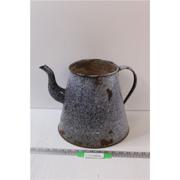 Enamel Kettle - 11" x 10" - Some Wear, as Pictured