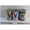 Image 1 : (3) Automatic Transmission Fluid and Motor Oil Cans - Valvomatic, Valvoline and Quaker State - Seale
