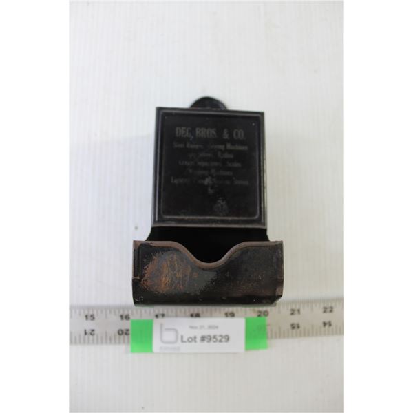 Vintage Metal Matchbox Holder "Deg Bros & Co"