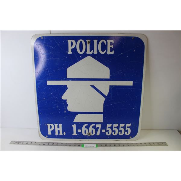 Metal Sign "Police - Ph 1-667-5555" 23.75" x 23.75"