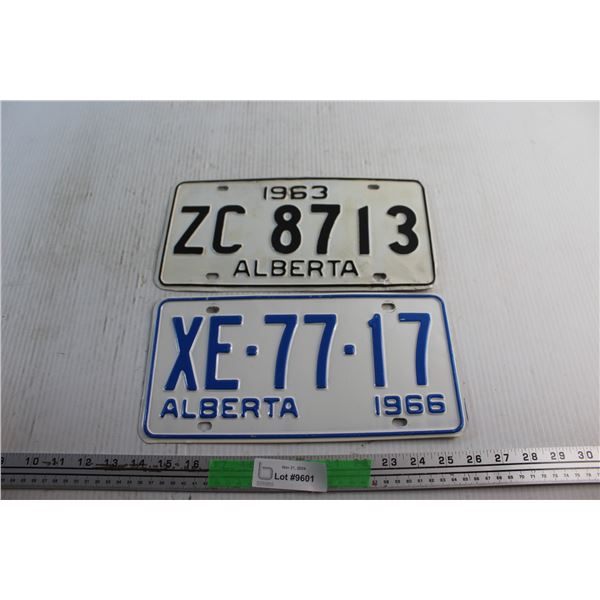 1963 & 1966 Vintage Alberta License Plates