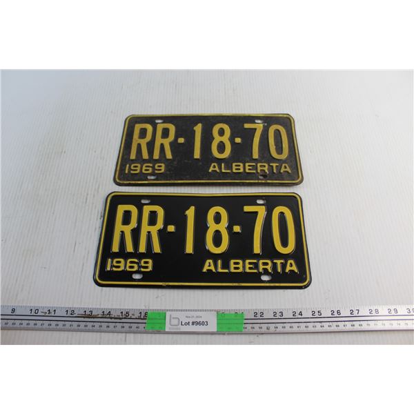 Pair of 1969 Vintage Alberta License Plate