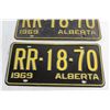 Image 3 : Pair of 1969 Vintage Alberta License Plate