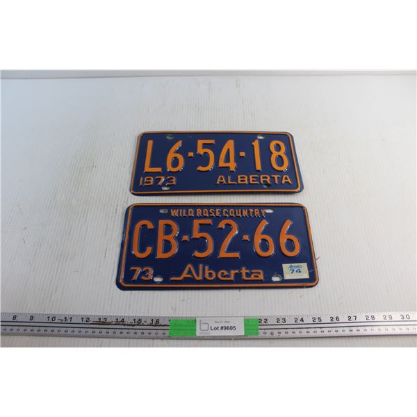 (2) 1973 Vintage Alberta License Plates