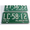 Image 3 : (2) 1971 Vintage Alberta License Plates