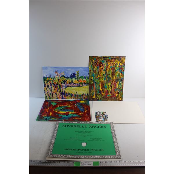 (4) Modern Art Paintings 16'' x 12''