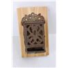 Image 1 : Vintage Cast Iron Match Box Holder On Board- As Is