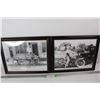 Image 1 : (2) Framed Enlarged Harley Davidson Photographs- Both 13'' x 16''