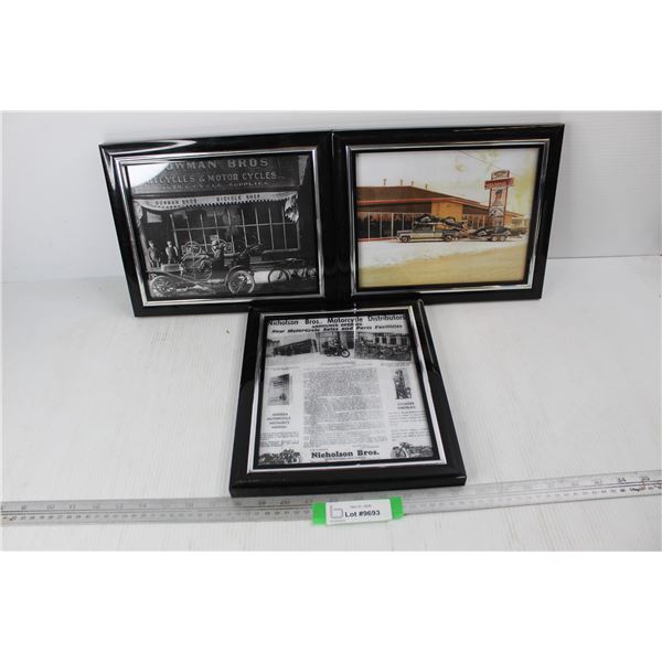(3) Enlarged Photographs, Bridge City Yamaha Dealership, Nicholson Bros Motorcycles, Misc.- All 10''