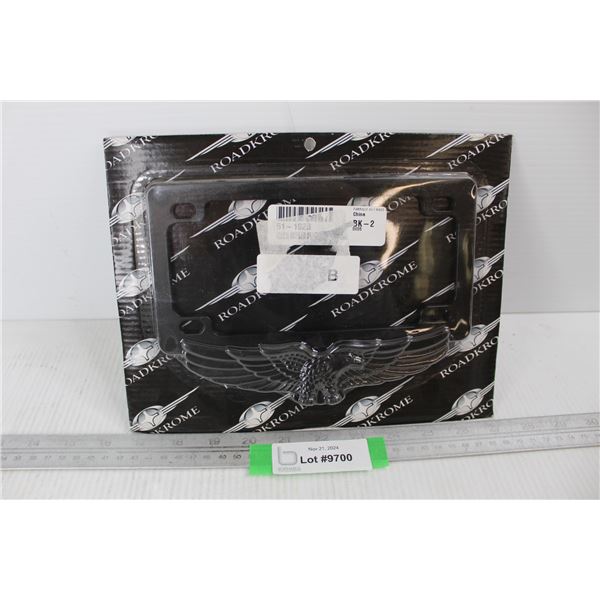Roadkrome Black Metal Eagle Motorcycle License Plate Frame- NIB
