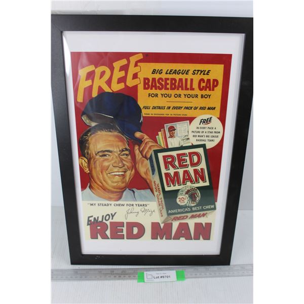 Framed Advertising Print, Red Man Chewing Tabacco- 13.5'' x 19.5''