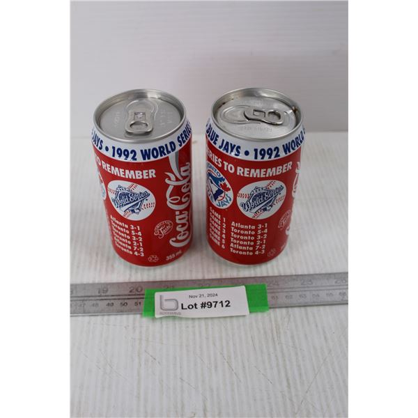 (2) Vintage 1992 Toronto Blue Jays World Series Coca- Cola Cans- Both Empty