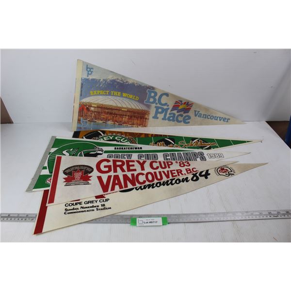 (5) Various Pennants, Saskatchewan Roughriders, Vancouver, Misc.