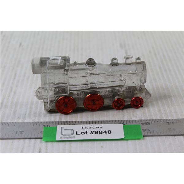 888 Locomotive With Metal Wheels - Glass Candy Container