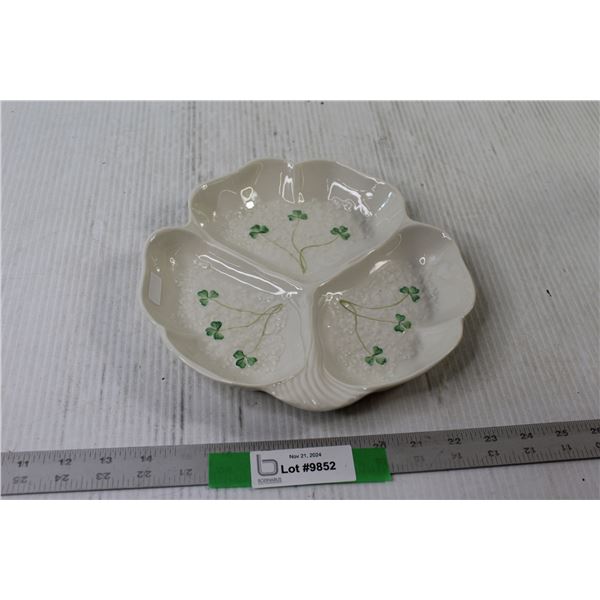 Belleek Shamrock 9" Segmented Dish