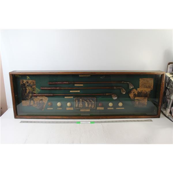 Shadow Box Antique Golfing Display - Replica 3 1/2" x 13 1/2" x 41 1/2"