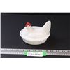 Image 1 : White Hen on Nest - Small Chip on Chicken Head, As Pictured