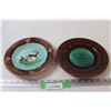 Image 1 : (2) English Majolica Brown & Green Glaze Pottery Plates
