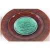 Image 2 : (2) English Majolica Brown & Green Glaze Pottery Plates