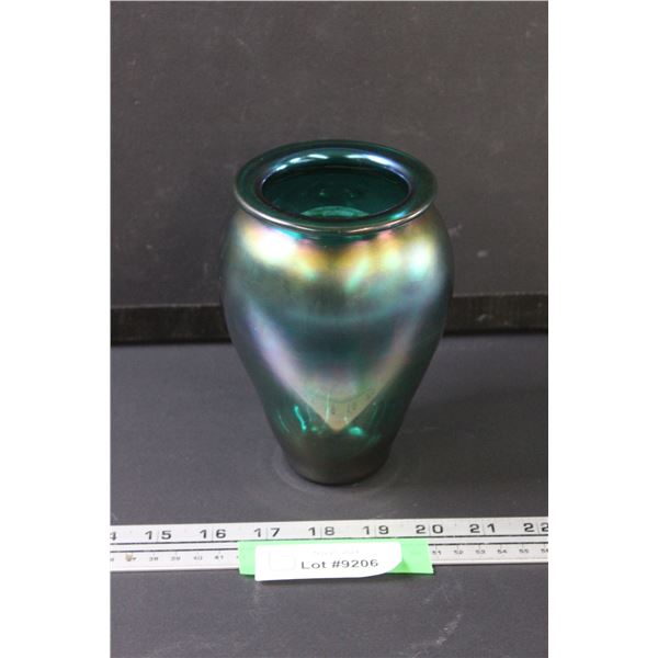 Duperron Green Glass Vase - 6" Tall