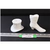 Image 1 : (2) Milk Glass Figurines: Ladies Boot & American Top Hat
