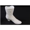 Image 2 : (2) Milk Glass Figurines: Ladies Boot & American Top Hat