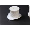 Image 3 : (2) Milk Glass Figurines: Ladies Boot & American Top Hat