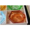 Image 4 : Vintage Coloured Bohemia Art Glass Ashtray Set in Box - Made in Czechoslovakia