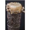 Image 2 : Indigenous Rawhide and Carved Wood Drum 14" Tall