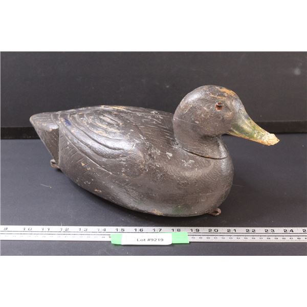 Wood Carved Duck - Some Damage to Beak - 16" x 8"