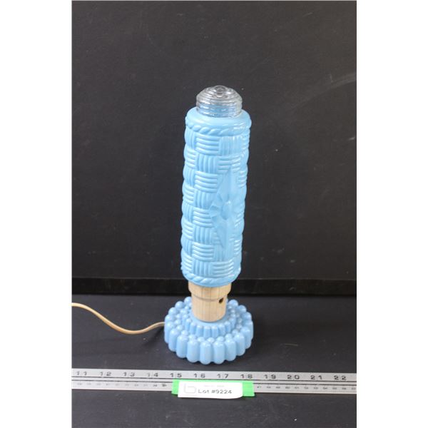 Vintage Blue Torpedo Skyscraper Table Lamp - Works - 12" Tall