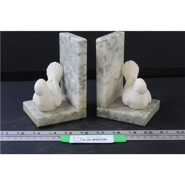 Alabaster Bookends -Bird Theme
