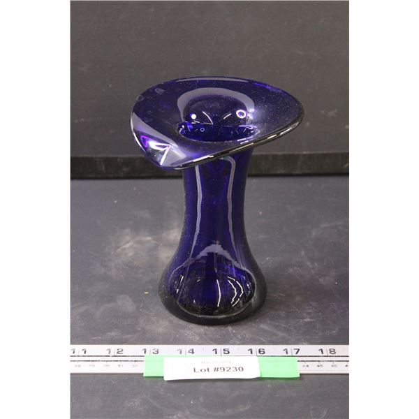Cobalt Blue Blown Glass Vase - 6.5" Tall