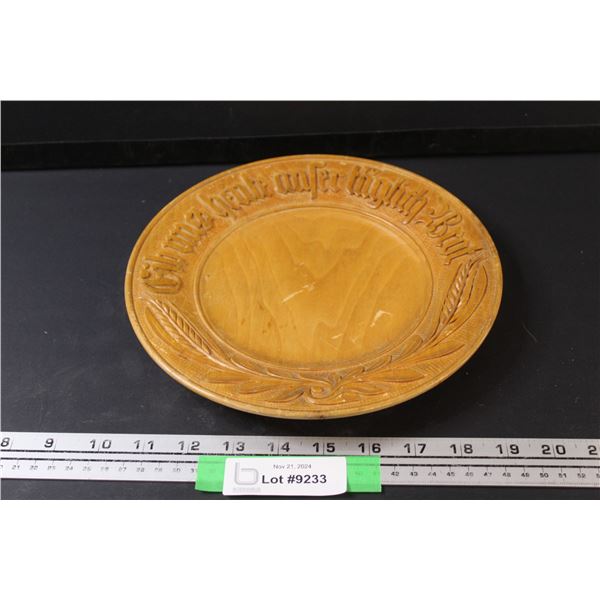 German Wood Carved Bread Plate - 9.5" Diameter