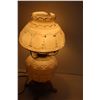 Image 4 : Antique Milk Glass Lamp - 16" Tall - Works - Top Glass Shade Has Damage, as Pictured