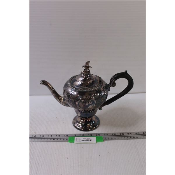 Silver Plated Old English Ornate Reproduction Teapot - 9" x 12" - Made in Canada