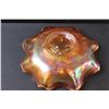 Image 3 : Carnival Glass Marigold  Autumn Acorn Pattern Scalloped Edge Bowl- 7.5"