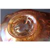 Image 4 : Carnival Glass Marigold  Autumn Acorn Pattern Scalloped Edge Bowl- 7.5"