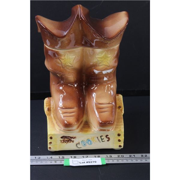 *American Bisque Ware Cowboy Boots Cookie Jar - 12" Tall