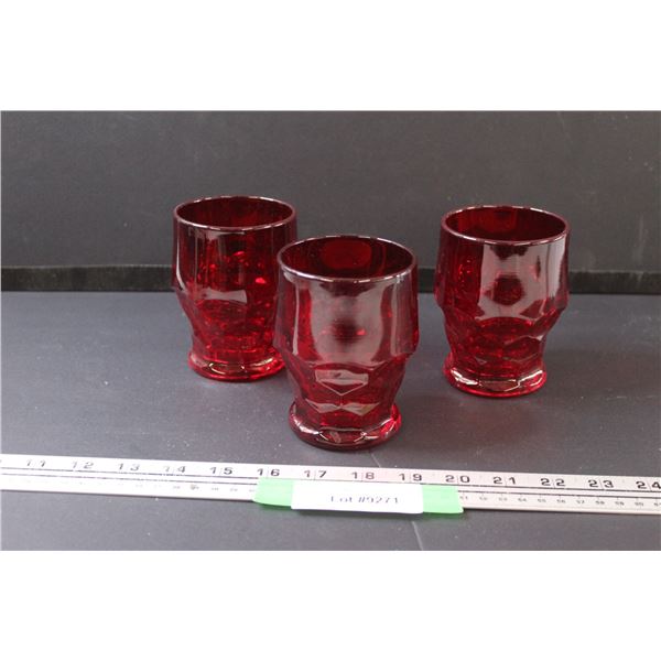 (3) Viking Ruby Red Tumbler Glasses