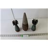 Image 1 : (2) Dud Bomb Casing Bookends, Dud Ammo Tip