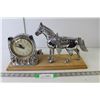 Image 1 : Mantle Clock Horseshoe/Horse Monument (Working) - 9.5" Tall - As is