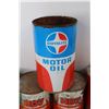 Image 6 : (5) Various Vintage 1 Quart Oil Cans, Royalite, Shell, Esso- Some Full-