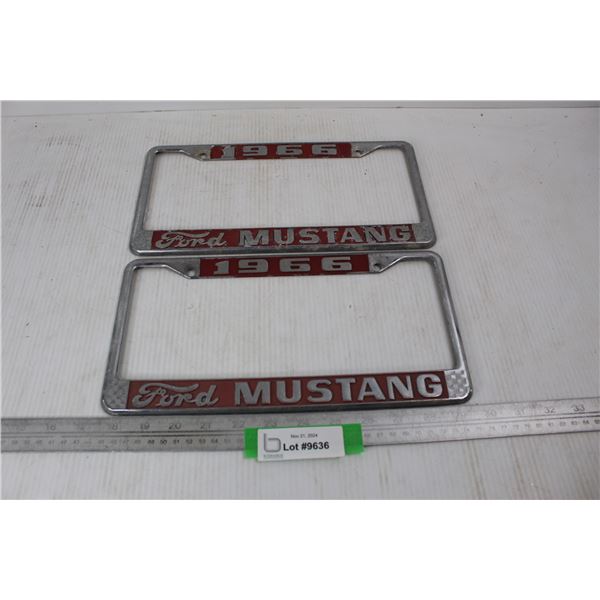 (2) Vintage 1966 Ford Mustang License Plate Frames