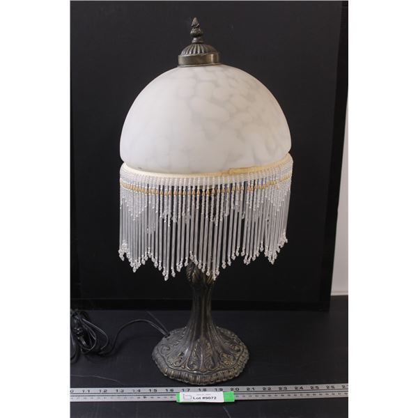 End Table Lamp w/Beaded Shade - Works - 21" X10"