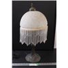 Image 1 : End Table Lamp w/Beaded Shade - Works - 21" X10"