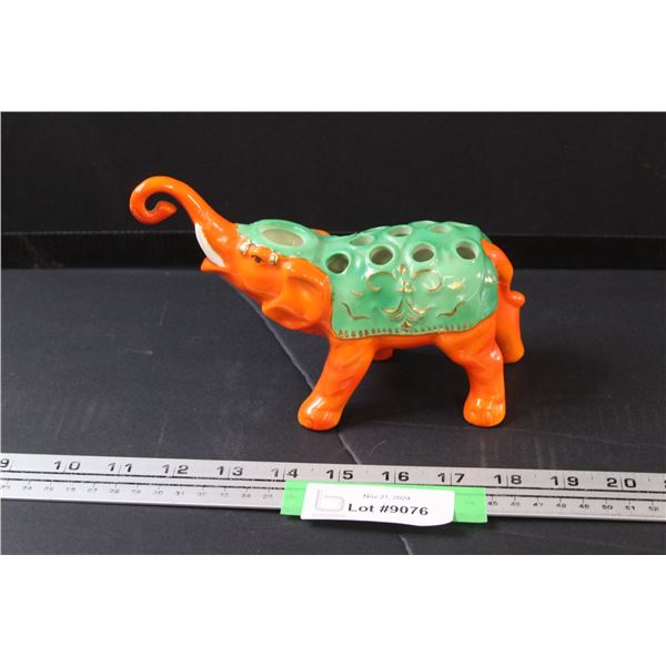 Ceramic Gobel Brand Elephant Floral Frog - 7" x 5"